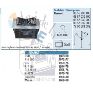 Interrupteur-poussoir essuie glace 1 Vitesse R4