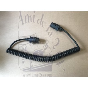 Câble hélicoidal de branchement remorque ou tire deuche avec 2 prises
