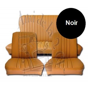 Ensemble de garnitures de sièges avant et banquette arrière R4 avant 1980  en skaï noir coutures verticales Livraison offerte en France continentale