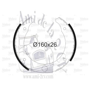 Jeu de quatre mâchoires de frein arrière Renault  R4L 160 x 26