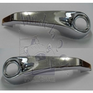 Paire de poignées de porte R4L en plastique chromé